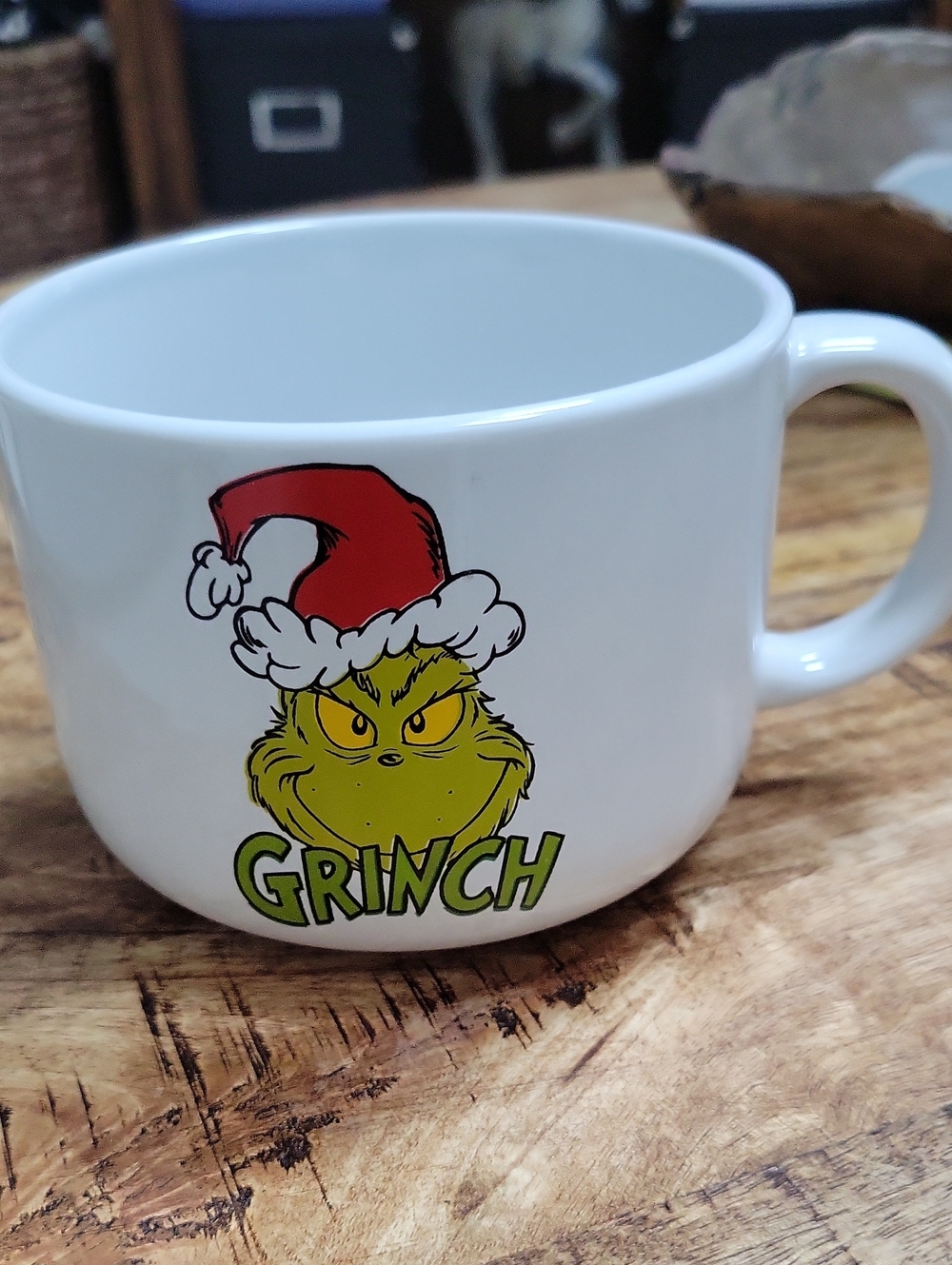 Grinch Ceramic Soup Mug with Holiday Graphic